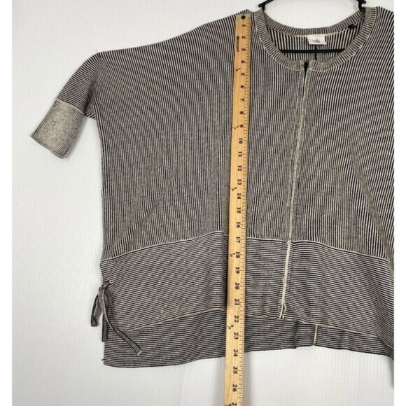 Cabi Striped Full Zip CUPIDS Cardigan Sweater 3/4 Sleeve Black/White Size S - Picture 5 of 13